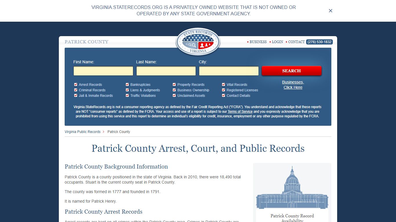 Patrick County Arrest, Court, and Public Records